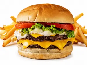 Tasty burga doble + papas