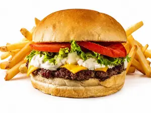 Tasty burga simple + papas