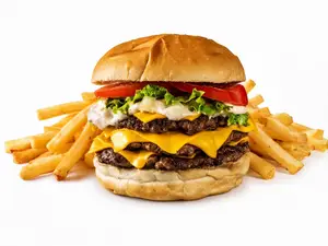 Tasty burga triple + papas