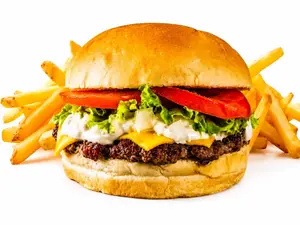 Tasty burga simple + papas