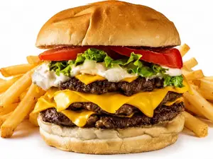 Tasty burga triple + papas