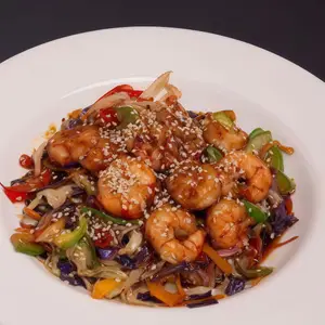 Yakiyasai de langostinos