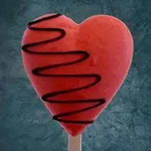 Paleta corazón frutilla a la crema bañado