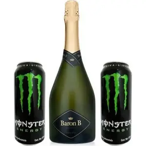Champagne Barón B Extra Brut 750 ml + 2 Monster Negra 473 ml