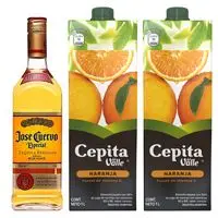 Tequila Jose Cuervo 750 Ml + 2 Cepita Naranja 1 L