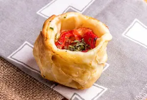 Canastita de jamón y morrones