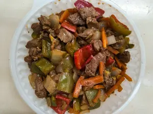 Carne salt.con salsa agridulce