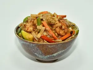 Fideos de arroz anchocamarones