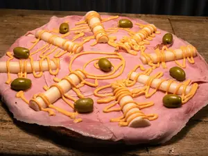 Pizza jamón y palmito chica
