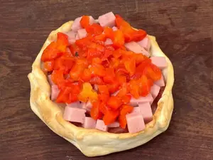 Canastita jamón y morrones