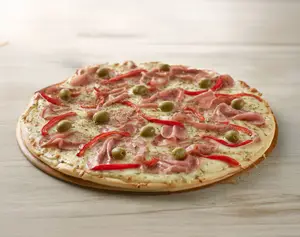 Pizza de jamón y morrón