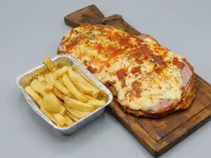 1/2 napo de pollo + guarn.