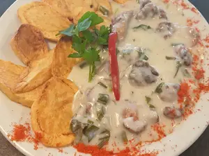 1/4 pollo al puerro c/espa