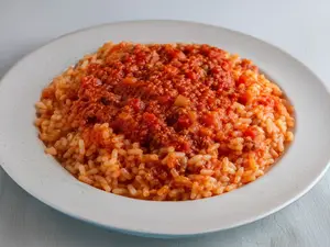 Arroz con tuco casero