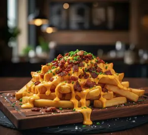 Fritas con cheddar