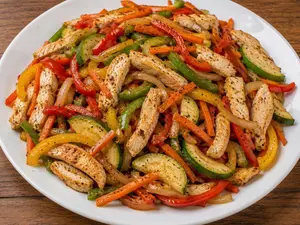 Wok de vegetales con pollo
