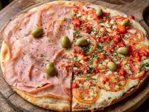 Pizza gde 1/2 jamon 1/2 napo