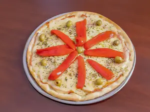Pizza jamón y morrones individual