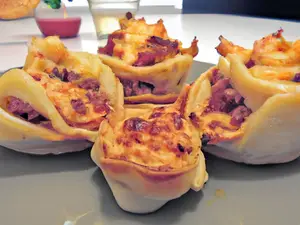 Canastita de jamón y huevo