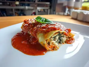 Lasaña pollo espinaca y jamón
