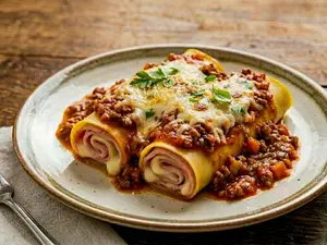 Canelones con salsa