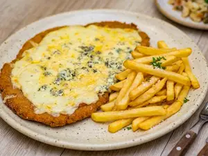 Mila al roquefort con fritas
