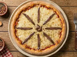 Pizza muzzarella y anchoas