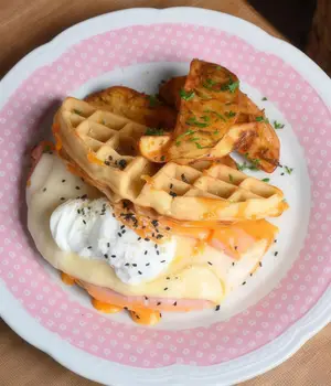 Waffle de jamon y queso