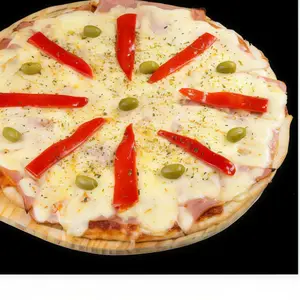Muzza con jamón y morrones