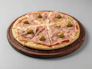 Pizza muzzarela con jamon
