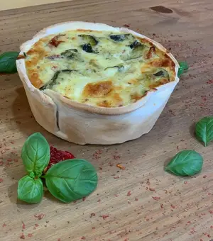 Tarta de pollo y puerro