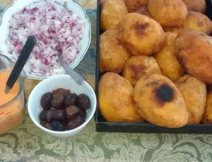 3 Papas Rellenas De Carne O Pollo + Sarsa