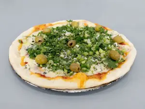 Pizza al roquefort con apio