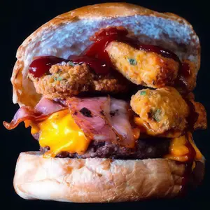 Nugget burger con papas fritas