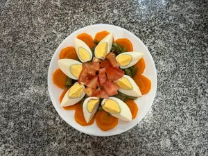 Chauchas zanah huevo tomate