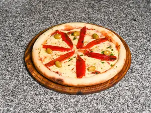 Pizza mozzarella con morrón