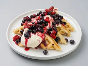Waffle con frutos rojos