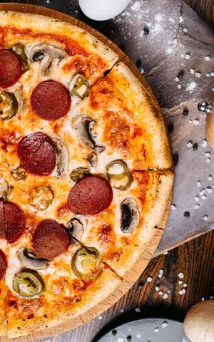 Pizza con panceta grande