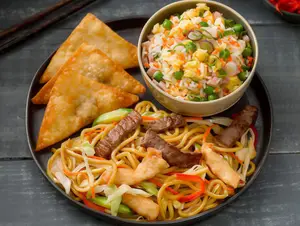 Chaw mien, chaw fan + 3 wan tan