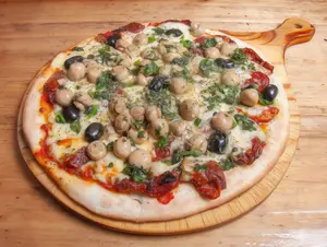 Pizza tomates secos y champi