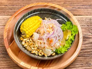 Ceviche salmon y langostinos