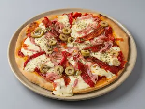Pizza jamon y morrones