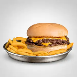 Cheeseburger Callejera (Doble) + Papas Chicas