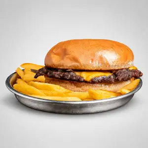 Cheeseburger Callejera (Simple) + Papas Chicas