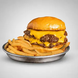 Cheeseburger doble + papas