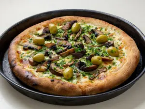 Pizza Hongos, Queso y Perejil