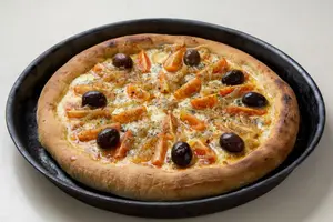 Pizza queso azul, cherys, cebo