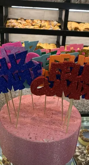 Topper con brillos de feliz cumple