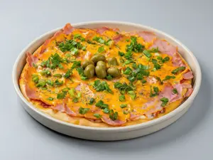 Muzza cheddar panceta y verdeo