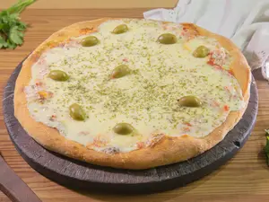 Pizza de muzzarella con ajo